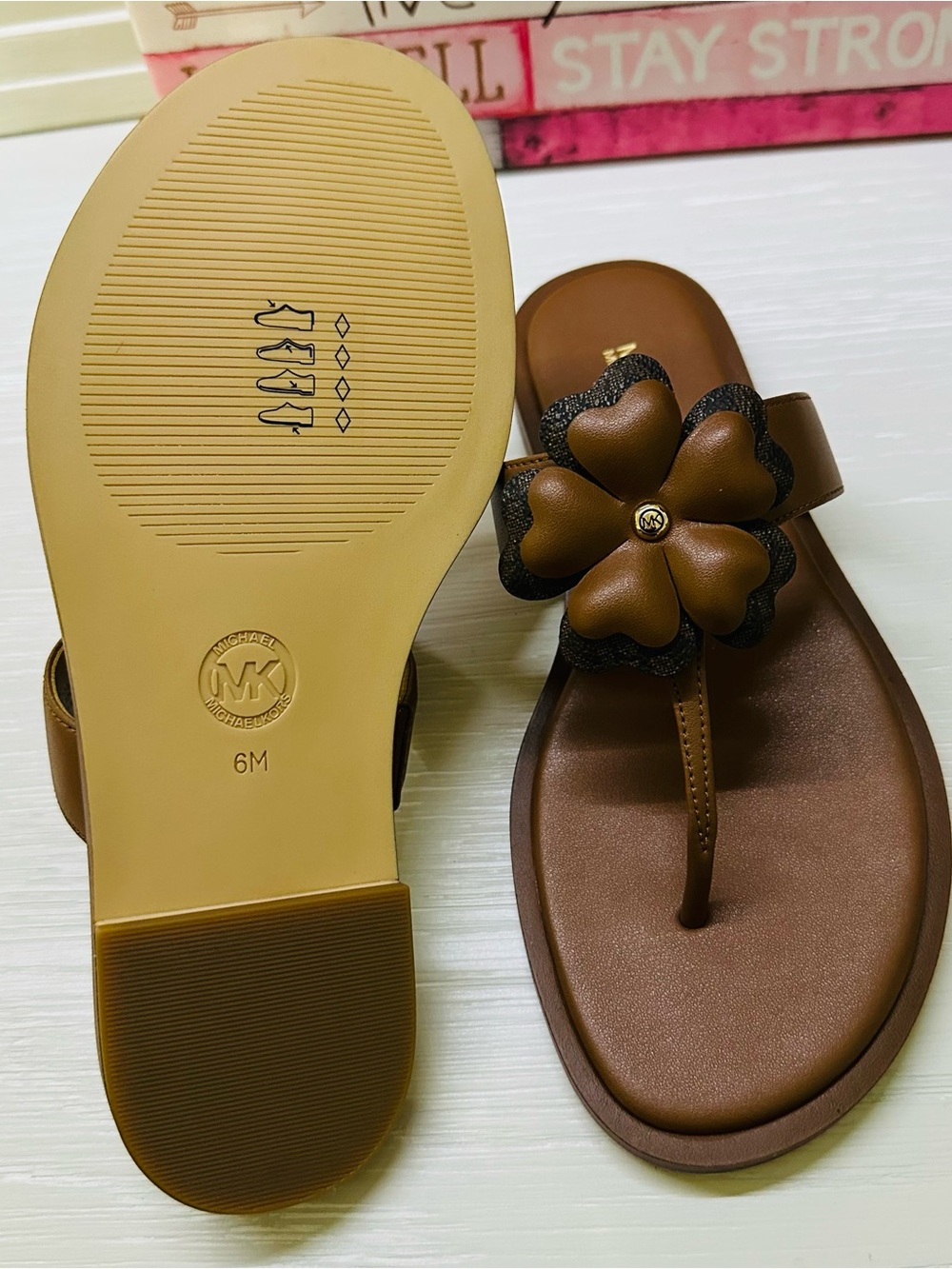 Michael Kors Callie Embellished Signature Logo Trim Thong Sandal - Picture 6 of 8